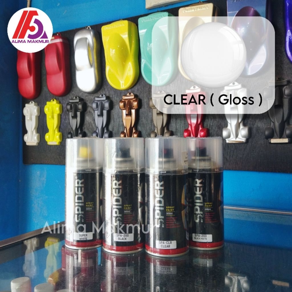 Pilok Spider Clear Gloss / Cat Semprot Clear Tahan Bensin / Pilok Clear Gloss