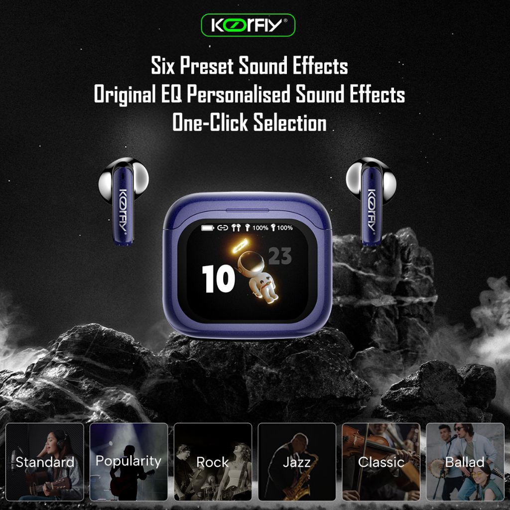 KOORFLY EP1000 Earphone Bluetooth Tws Display Touch Screen