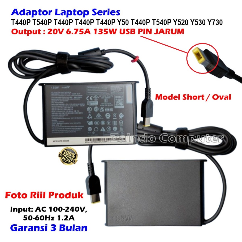 Nakula Sadewi Adaptor Lenovo 20V 6.75A Usb 135W T440P T540P T440P T440P T440P Y50 T440P T540P Y520