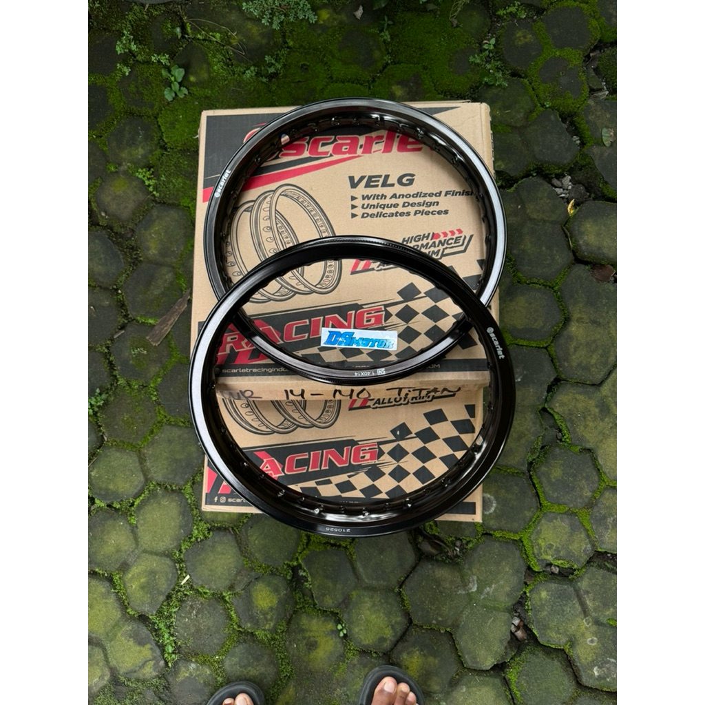 velg velk JARI JARI RUJI SCARLET RACING RING14 140 160 warna HITAM GLOSS GLOSSY MIROR TITANIUM WR SH