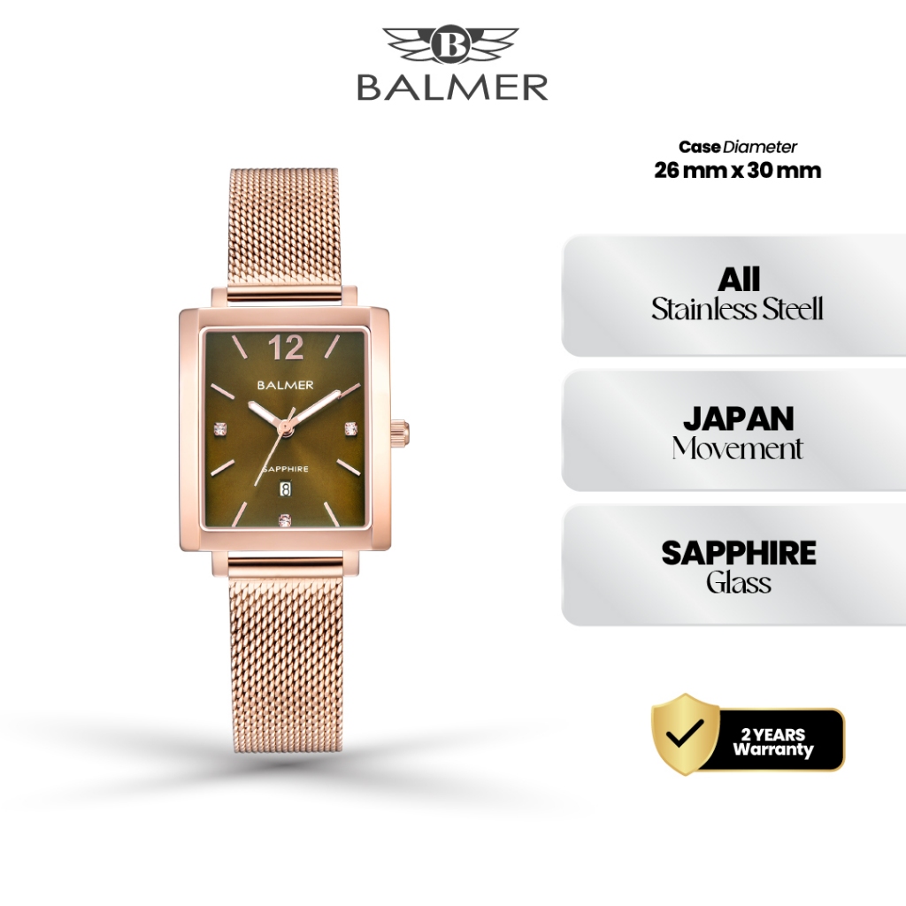 Jam Tangan Wanita BALMER 8165 Rantai Stainless Steel Kaca Sapphire