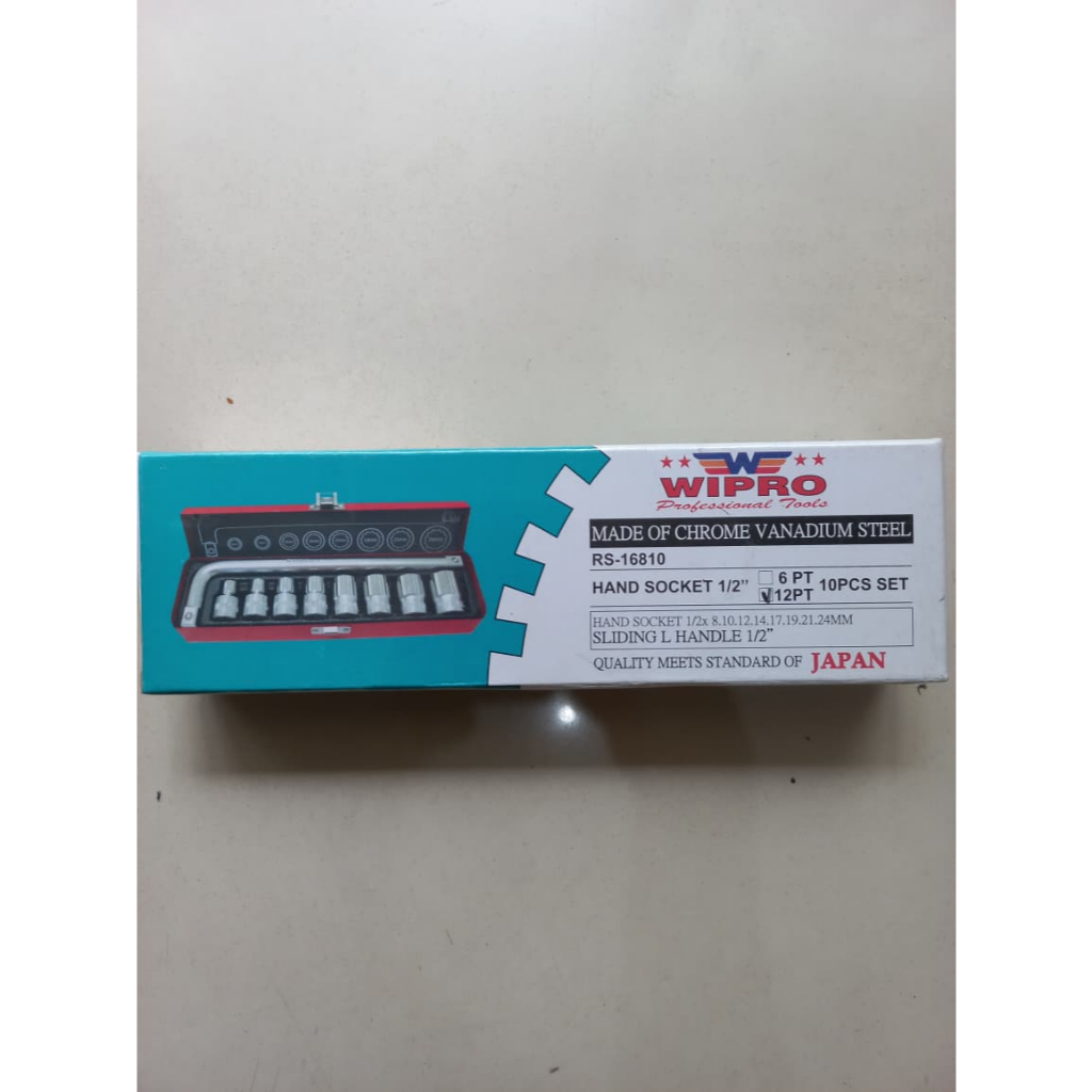 Kunci Shock Set 1/2 Inch 10PCS 12PT 8-24mm WIPRO RS-18610 Socket Set