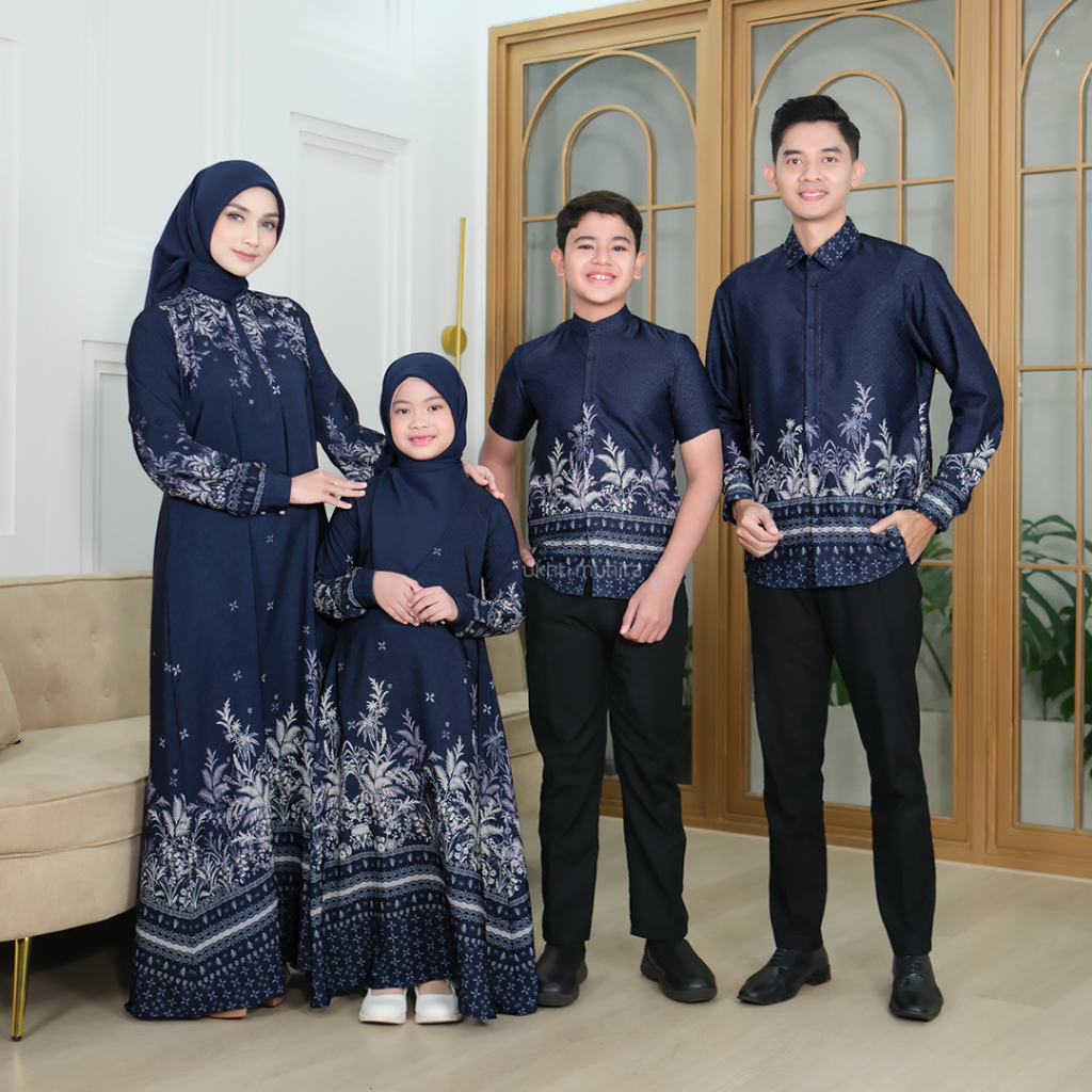 UKHTI MUNIRA - Noora Signature Navy Sarimbit Gamis Abaya Koko Raya Series Family Set