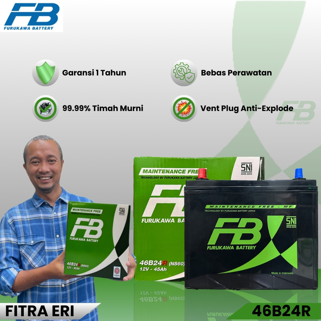 Furukawa Battery / FB Aki Mobil Toyota Avanza 46B24R / NS60 12V / 45Ah - Aki Kering