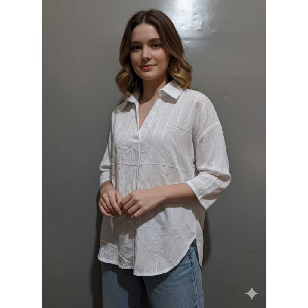 Kemeja Wanita Putih/Baju Atasan Wanita Lengan 3/4 Preloved 22