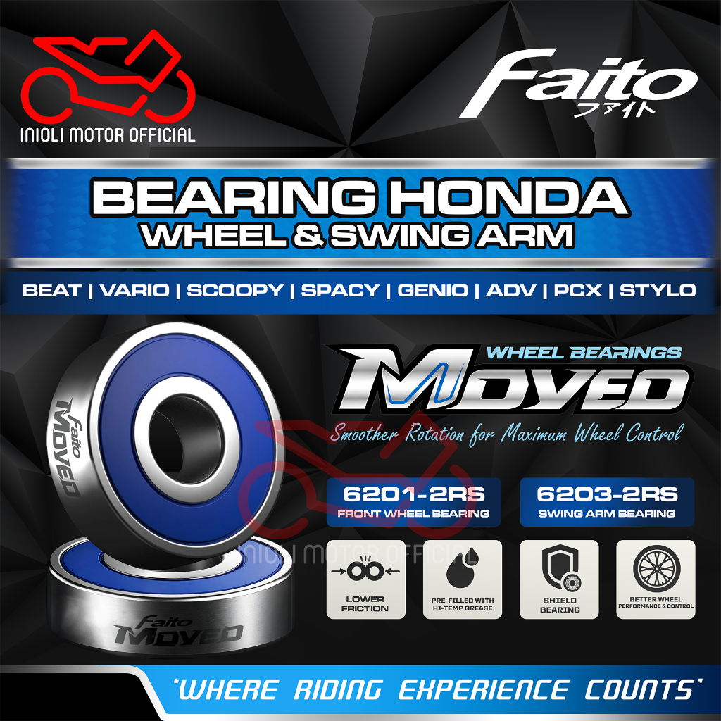 FAITO WHEEL BEARING LAHER RODA DEPAN 6201 BEAT SCOOPY PCX ADV GENIO VARIO STYLO SUPRA GTR KARBU OLD 