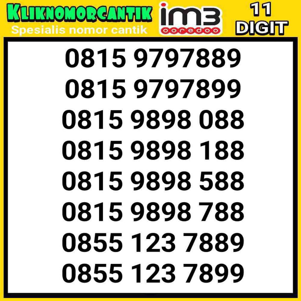 Nomor cantik Indosat 11 Digit 4G&5G Indosat IM3 11 Digit A10