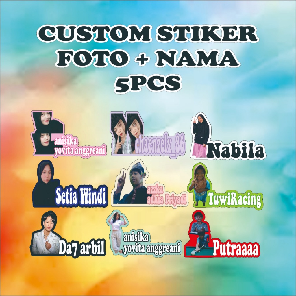 Stiker Foto Dan Nama Sendiri/Pacar/Bestie/Teman Stiker Softcase Stiker MOTOR Hadiah Ultah Kado Wisud