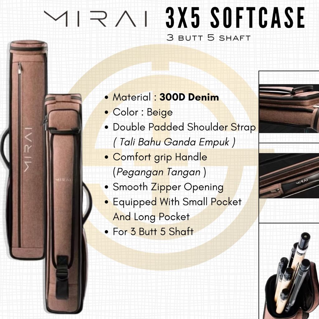 Softcase Mirai 3x5 / Tas Billiard Mirai - Beige