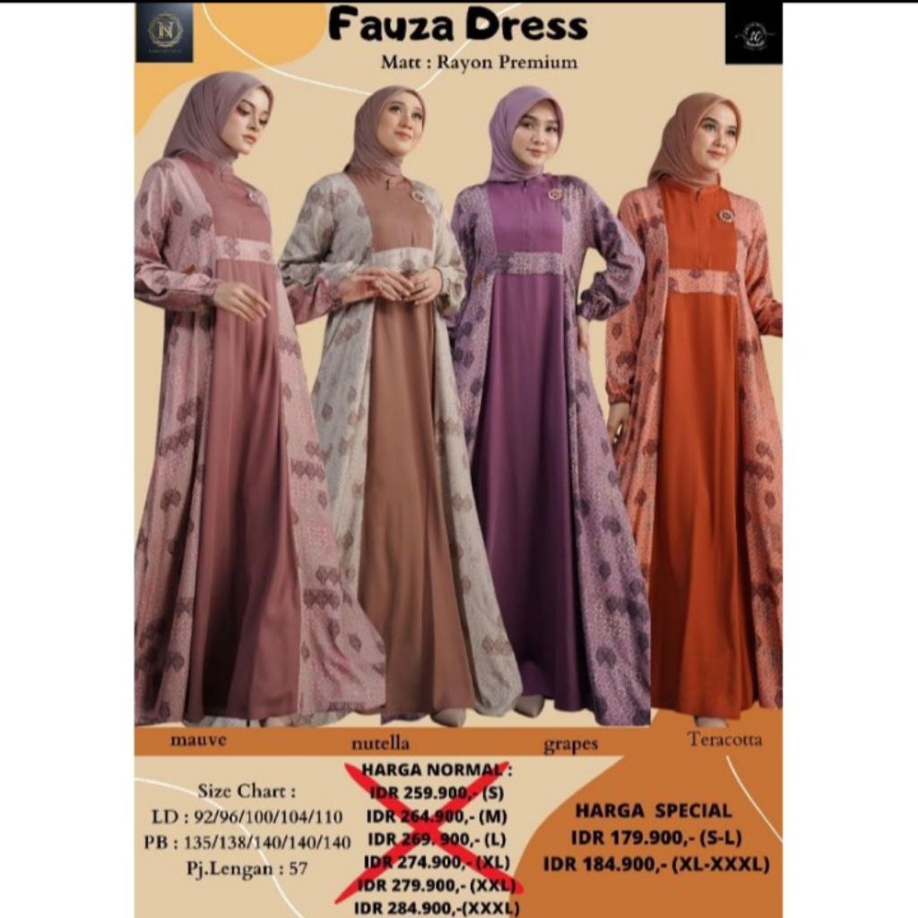 FAUZA DRESS NADHEERA LUXURY // GAMIS MURAH// PROMO