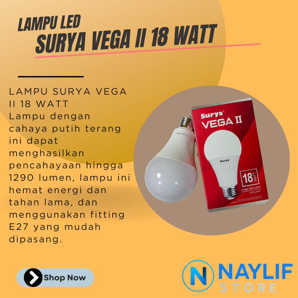 LAMPU SURYA VEGA II 18 WATT