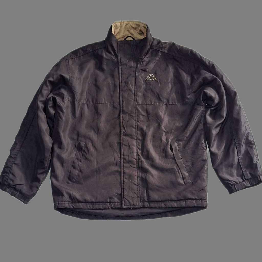 Jacket Kappa Hitam Full Zip Size L Logo Bordir