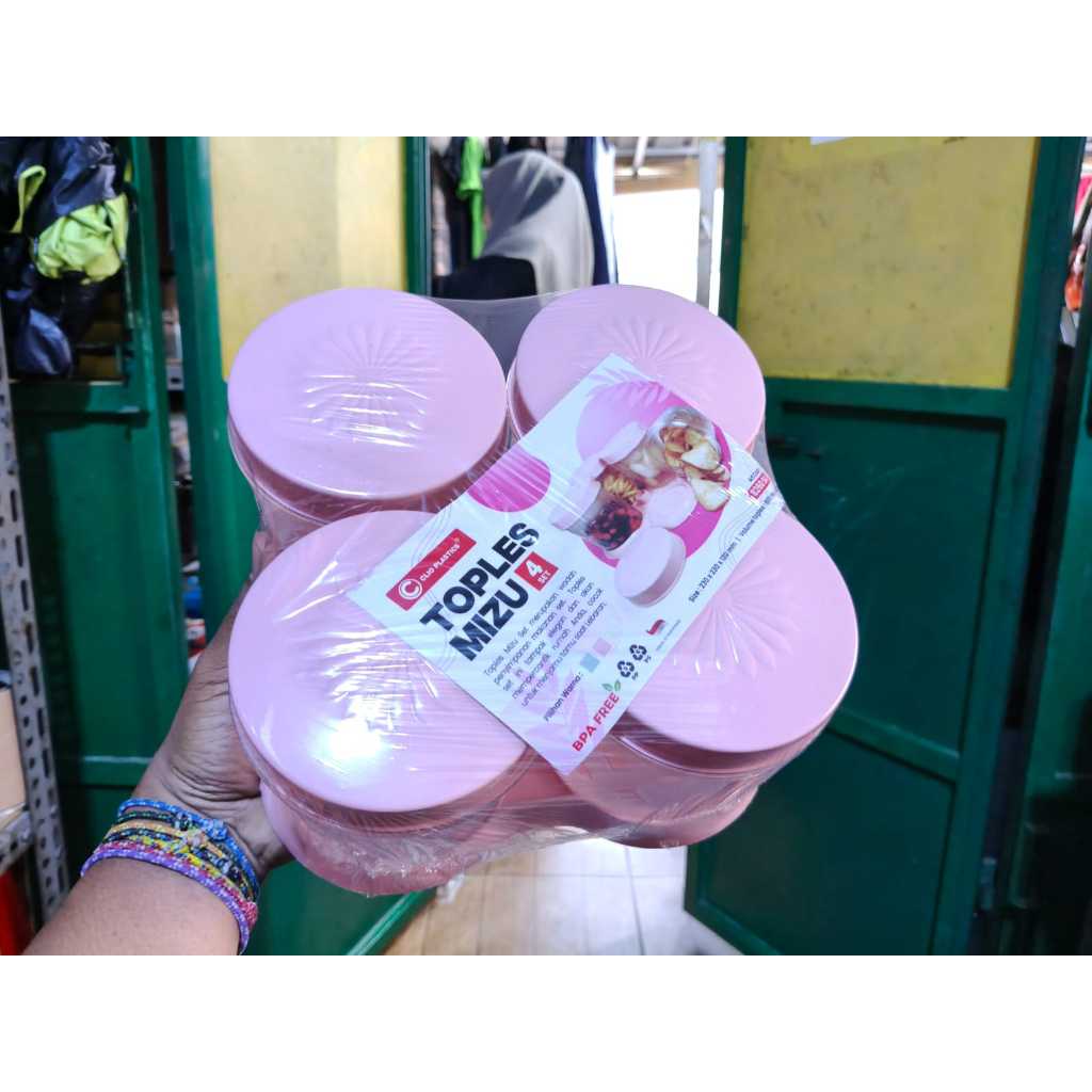 Toples Garasu 4 Set + Nampan Mika 800Ml Toples Lebaran Toples Nampan /Mizu Terlaris
