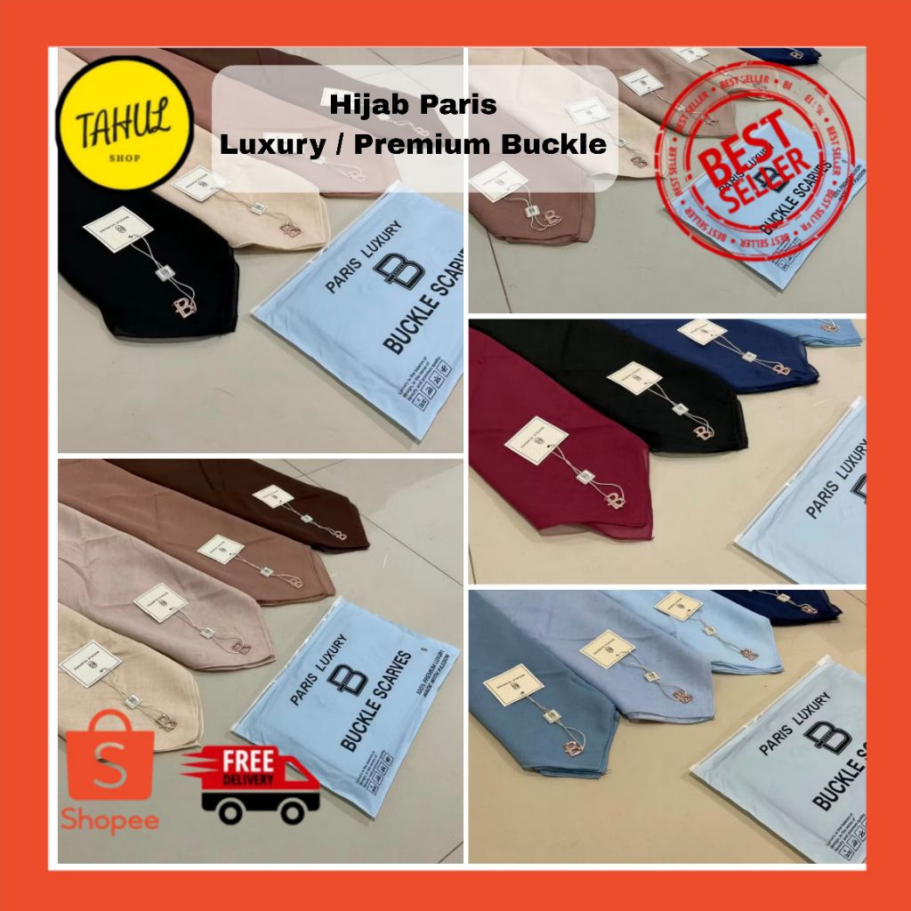 Kerudung Paris Luxury Pouch Premium  Hijab Buckle Scarves Jilbab Segi Empat Paris Paris Swarovski