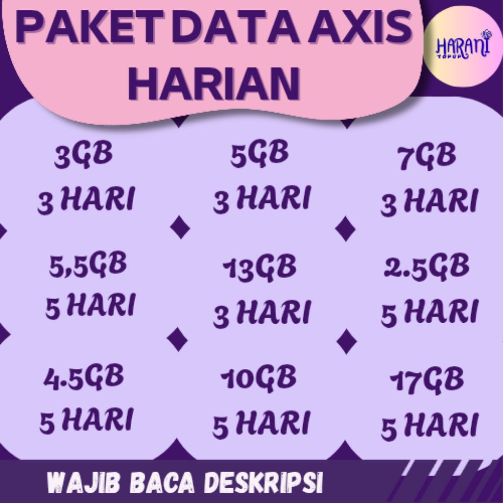 Paket Data AXIS HARIAN | Kuota AXIS HARIAN | Data INTERNET AXIS HARIAN | Kuota LANGSUNG MASUK
