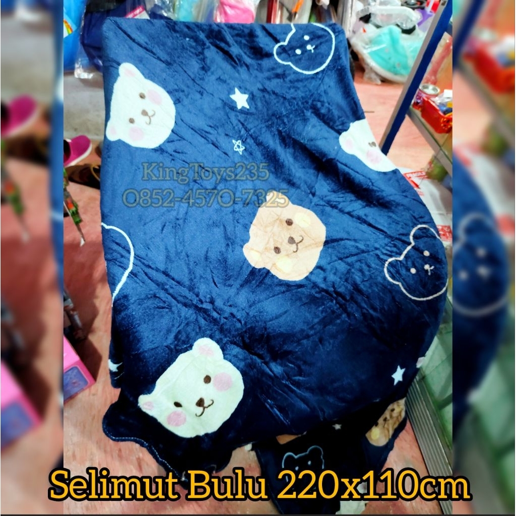Selimut Bulu Karakter Lucu Halus Blanket Tidur Lembut Kain Beludru Kado Pontianak