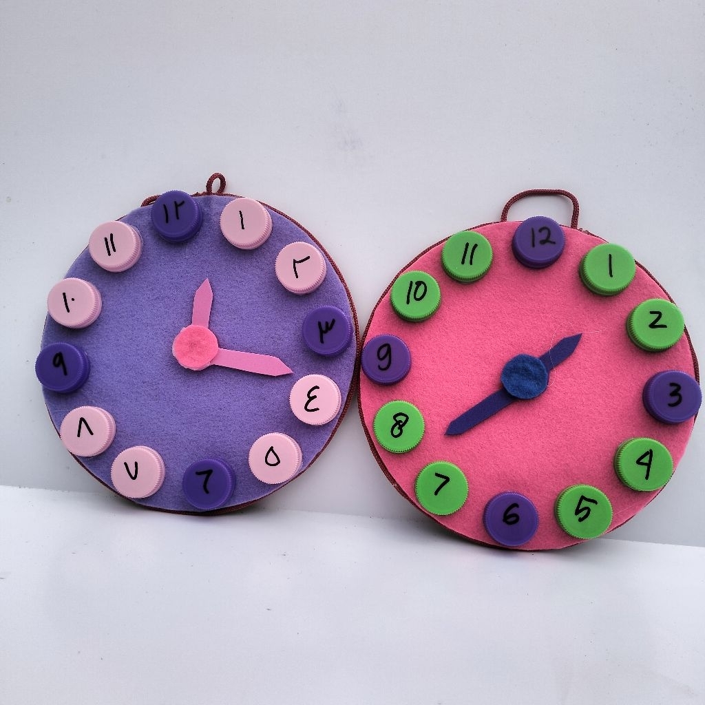 jam dinding dari kardus dan kain flanel prakarya jam dinding tugas anak sekolah prakarya jam dinding