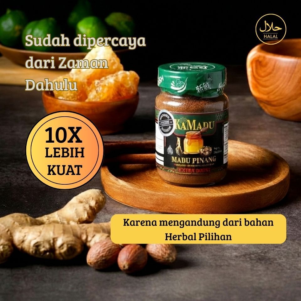 Madu Pinang Power+ KAMADU 245gr - Madu Stamina Pria Pasak Bumi & Purwaceng Original