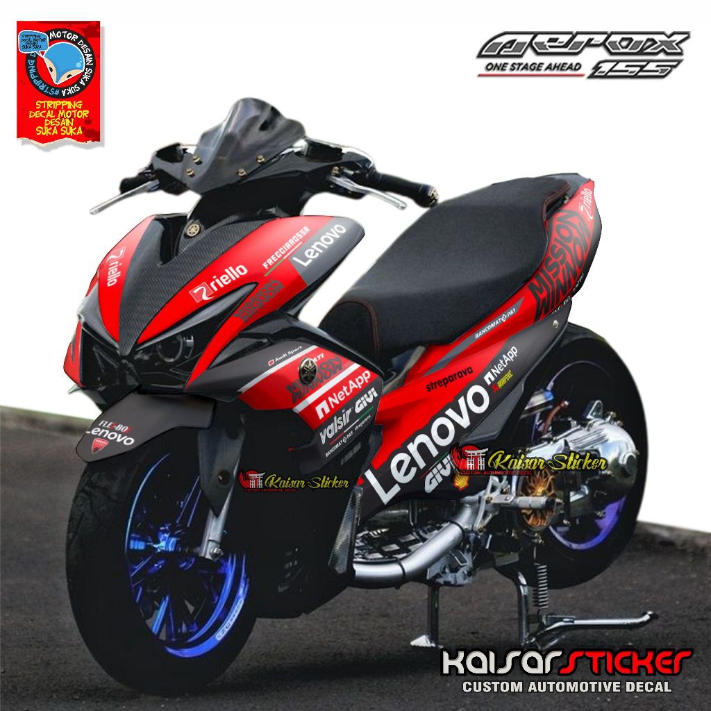 DECAL STICKER MOTOR FULL BODY YAMAHA AEROX 155 OLD DUCATI KONSEP