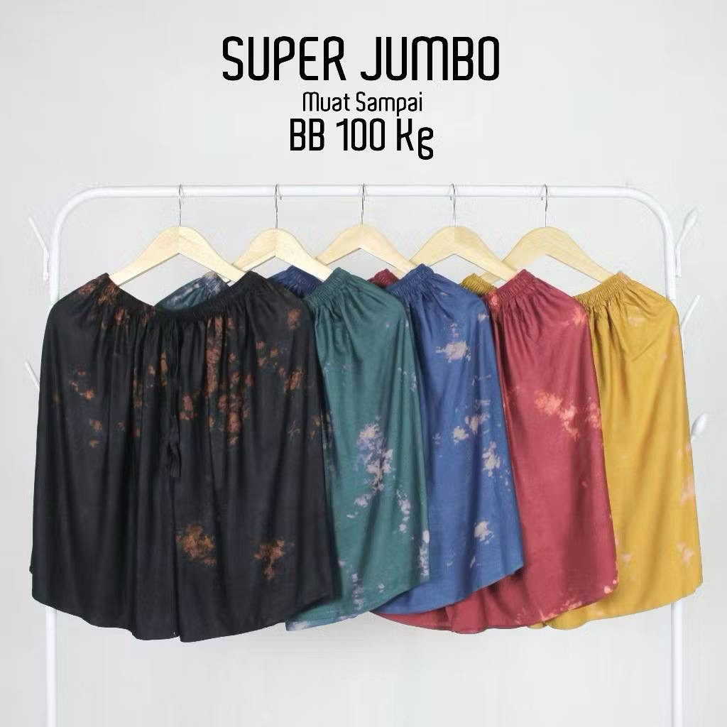 Celana Pendek Wanita Rayon adem Super Jumbo Motif Tie Dye Bali / Celana Pendek Wanita Santai Rumahan