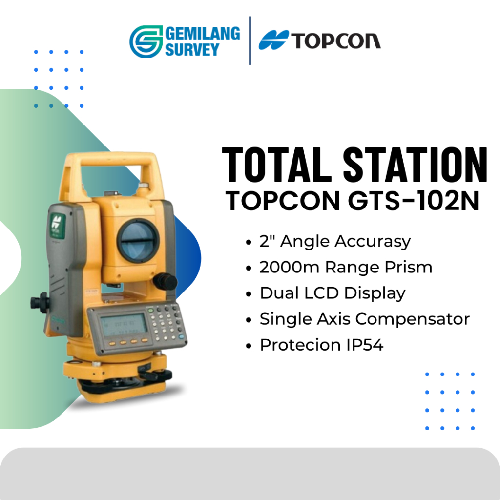 Total Station Topcon GTS-102N Bekas Lengkap