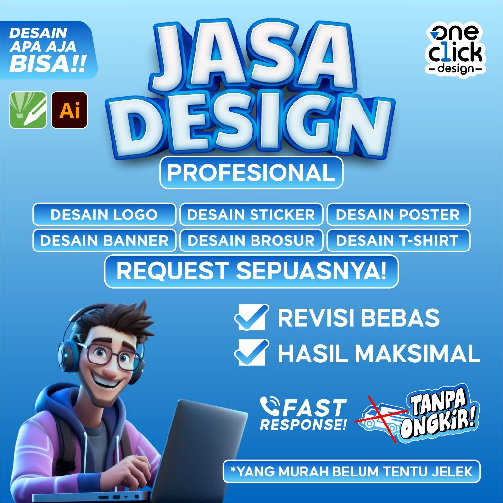 TERMURAH JASA DESAIN GRAFIS DESAIN LOGO DESAIN STIKER BANNER UNDANGAN BROSUR BAJU KEMASAN ILUSTRASI