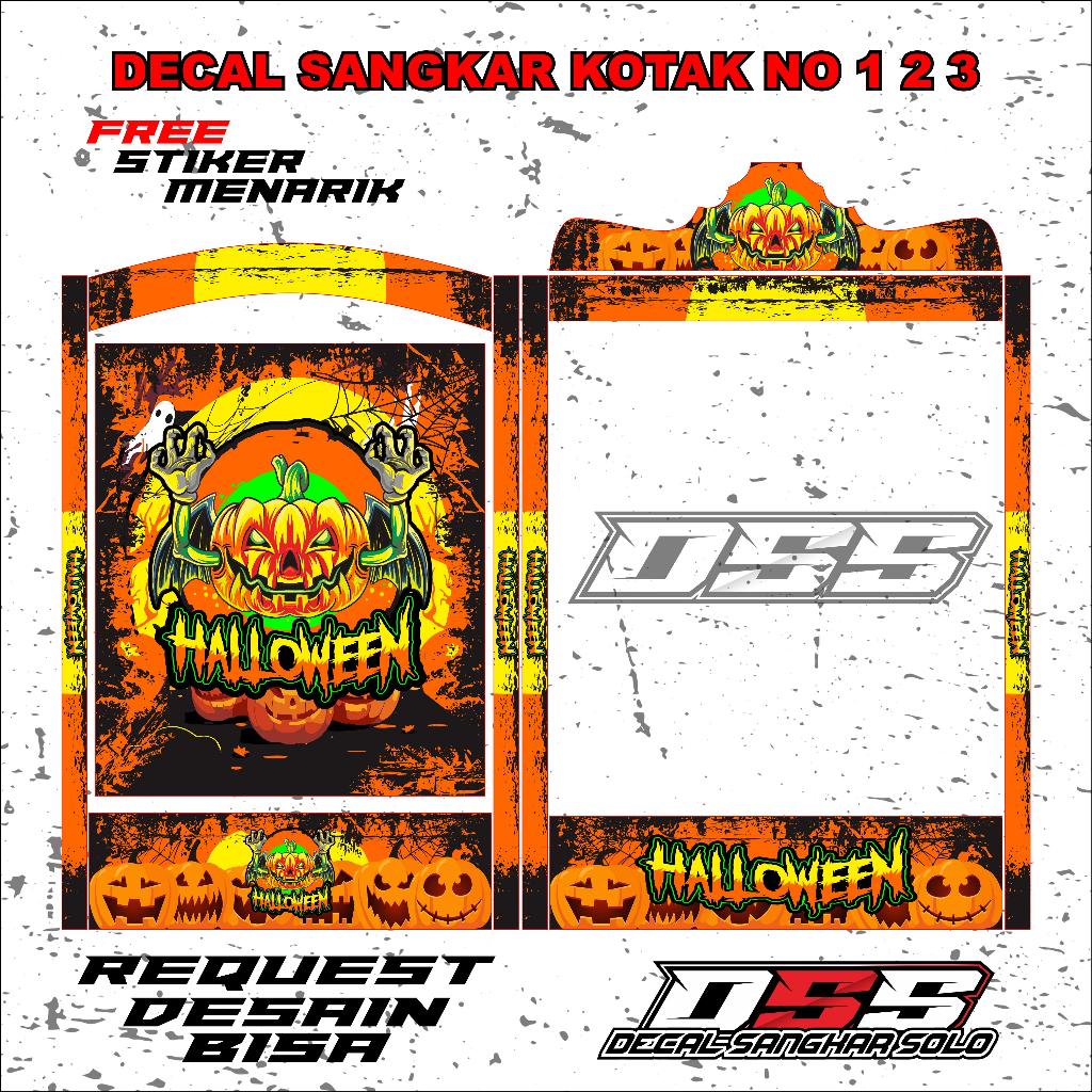DECAL SANGKAR BURUNG KOTAK MOTIF HALLOWEN NO 1 2 3