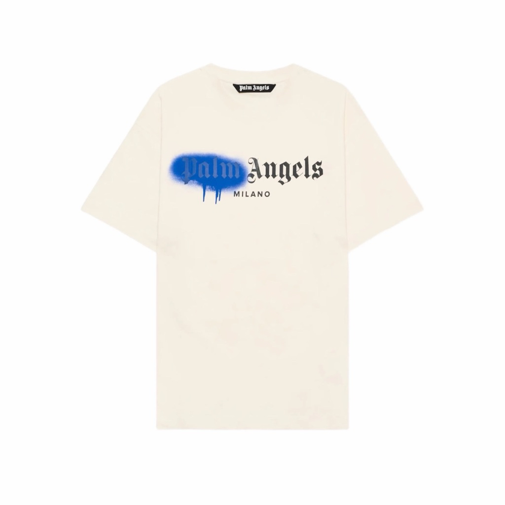 Palm Angels Spray City Milan T Shirt Off White Blue
