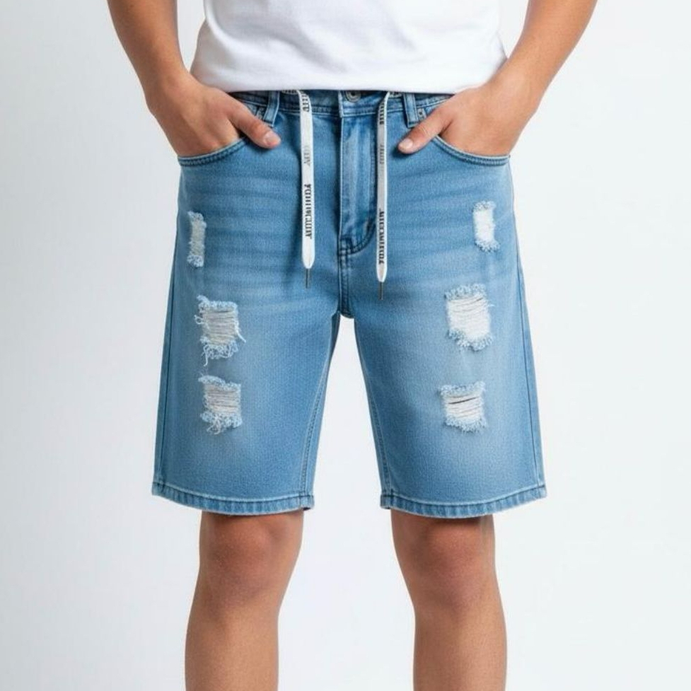 Celana Jeans Pendek Sobek Pria Korean Style