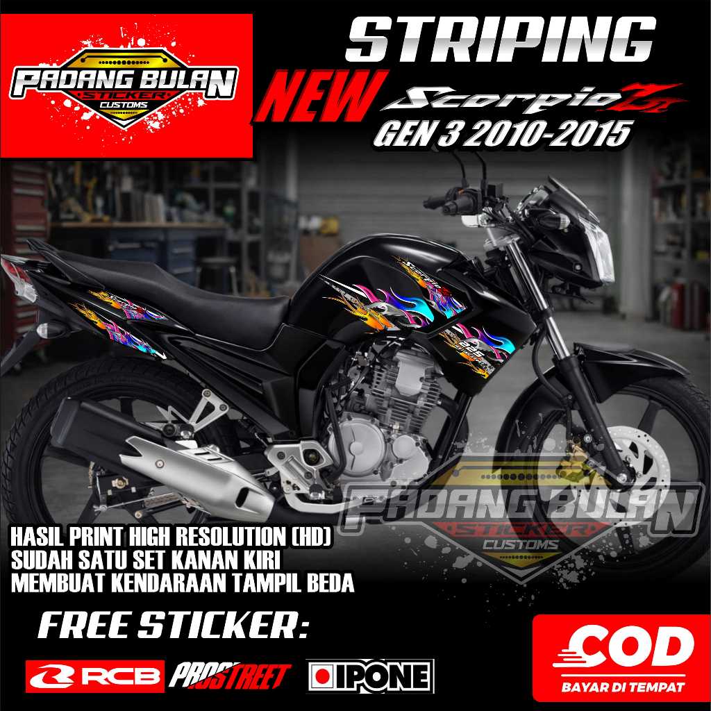 STRIPING YAMAHA NEW SCORPIO Z GEN 3 2010-2015 / STRIPING VARIASI NEW SCORPIO Z GEN 3 API