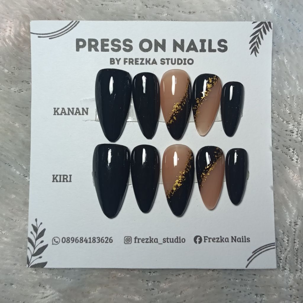 Press On Nails Glitter Gold Cat Anti Mengelupas