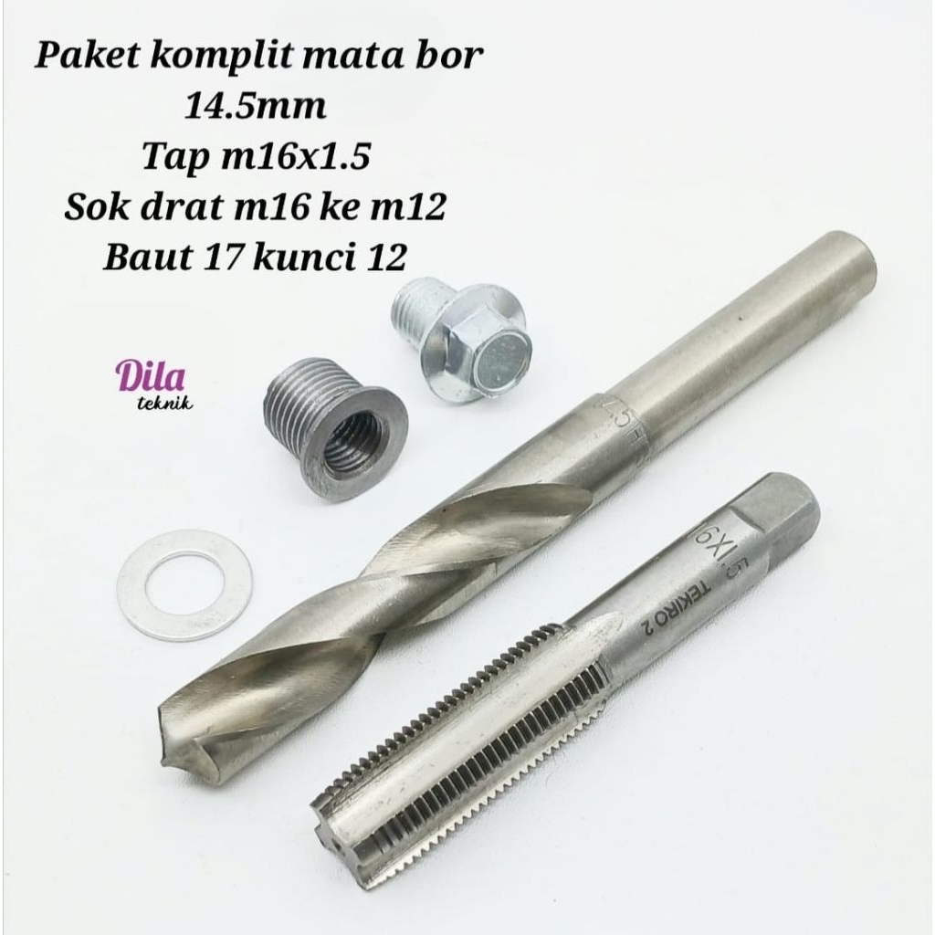 Paket komplit alat perbaikan drat oli rusak motor honda  Beat,grand,supra,motor yamaha dll. Baut Kun