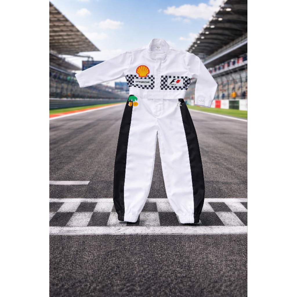 KOSTUM PEMBALAP ANAK|BAJU PEMBALAP ANAK WARNA PUTIH|BAJU PEMBALAP