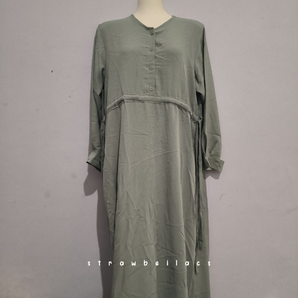 prelove strawbellacs — klambiku gamis abaya sage polycotton maxi long dress no minus