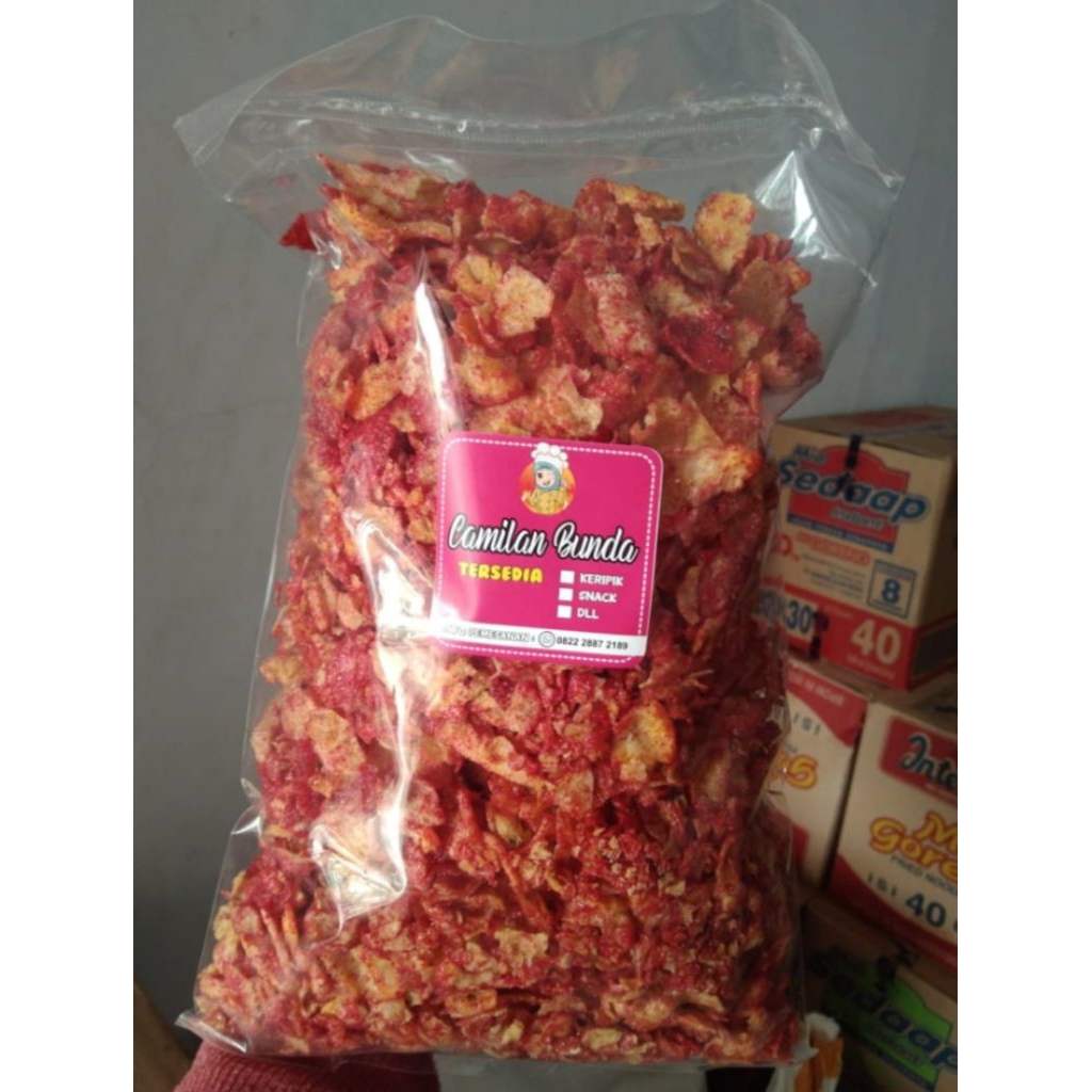 emping jagung renyah kriuk pedas manis 500gr
