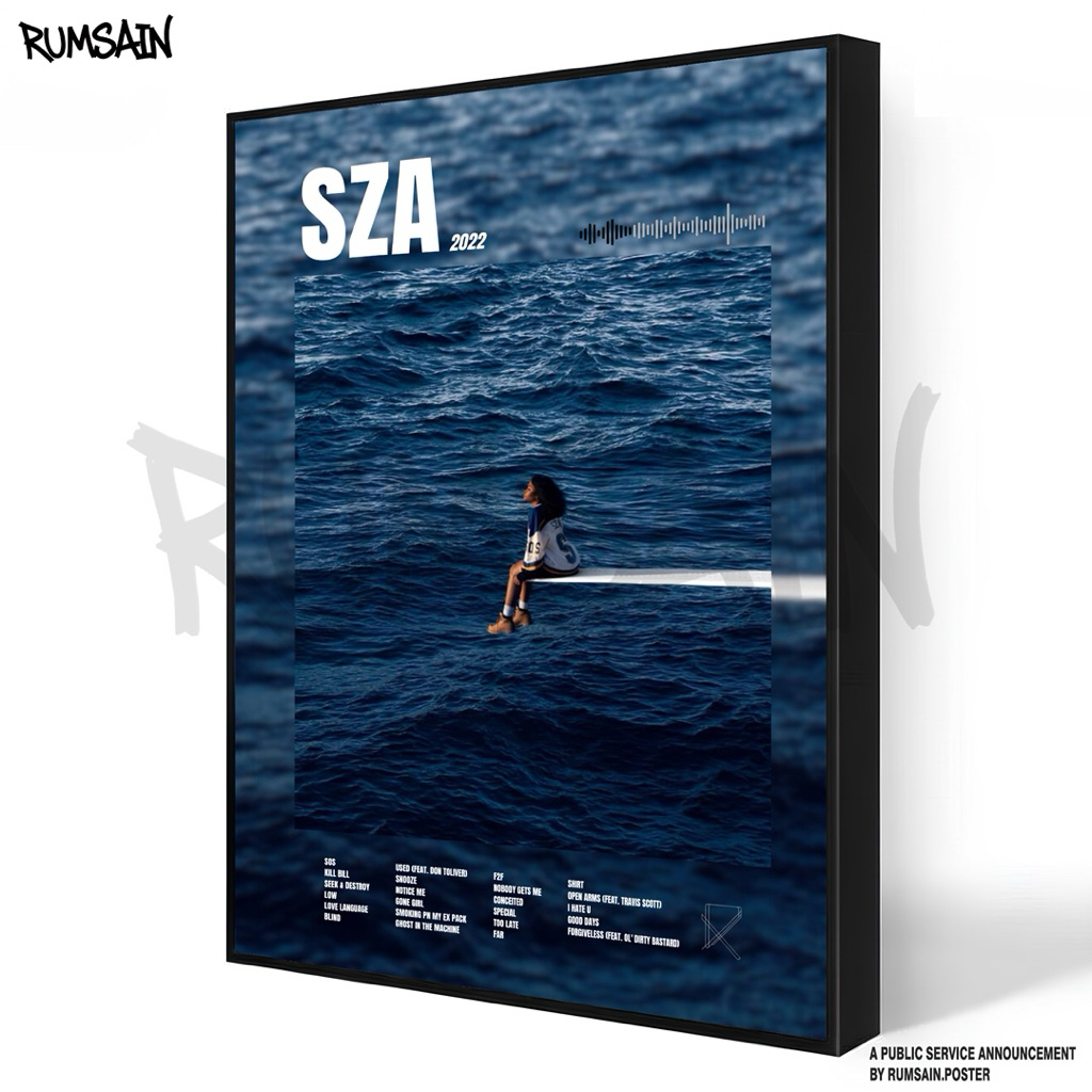 Rumsain poster - SZA sos - home decor - Bingkai minimalis - poster dinding - dekorasi dinding - dind