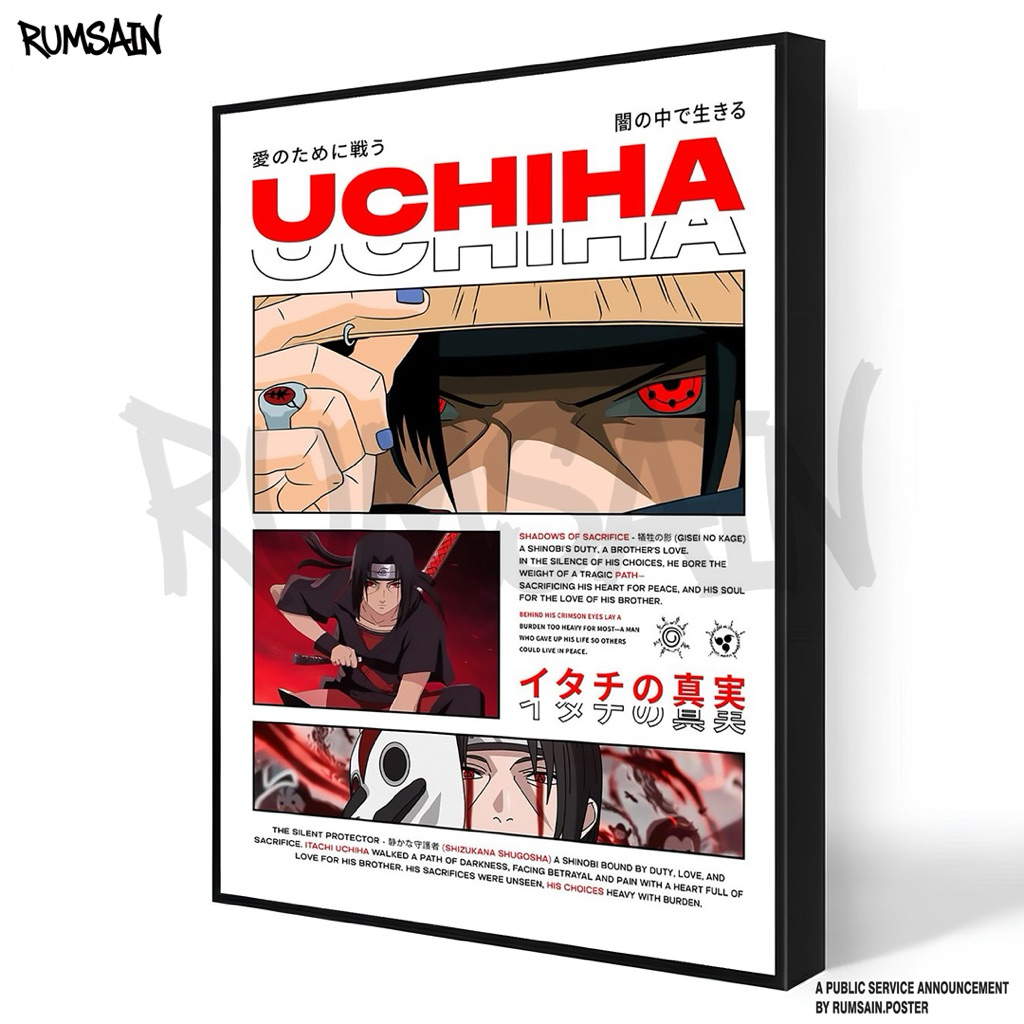 Rumsain poster - Uchiha itachi - akatsuki - home decor - Bingkai minimalis - poster dinding - dekora