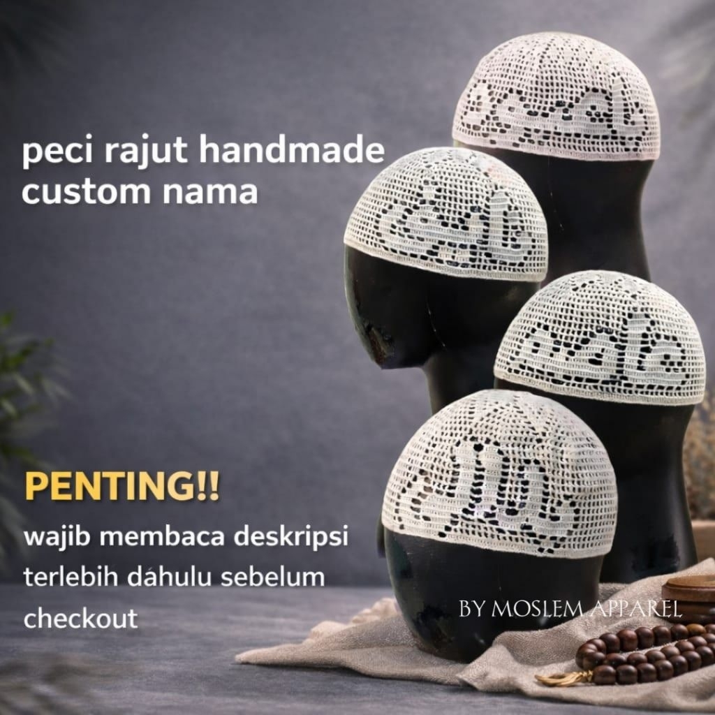 PECI RAJUT HANDMADE | CUSTOM NAMA | PECI YAMAN | PECI TARIM