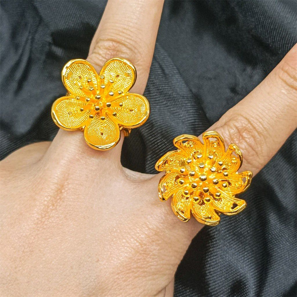 CINCIN BUNGA KENDARI LAPIS EMAS HONGKONG PERHIASAN FASHION TERBARU