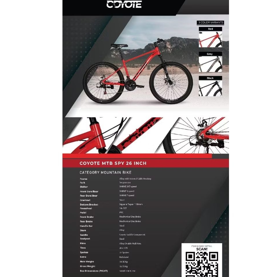 PROMO SEPEDA GUNUNG MTB 20 / 24 / 26 / 27,5 27.5 INCH ELEMENT COYOTE SPY 21 SPEED ASLI ORIGINAL 20" 