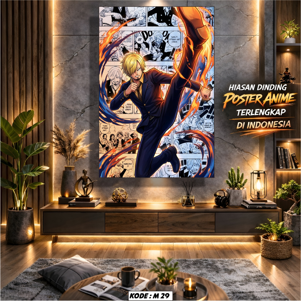 Poster Sanji Anime One Piece Hiasan Dinding Anime Premium ukuran Besar