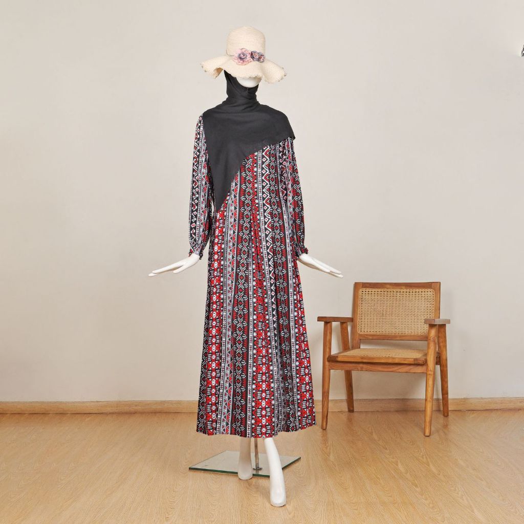 Nvfastore - Gamis Rayon viscose premium motif etnik Gamis jumbo Ld 120