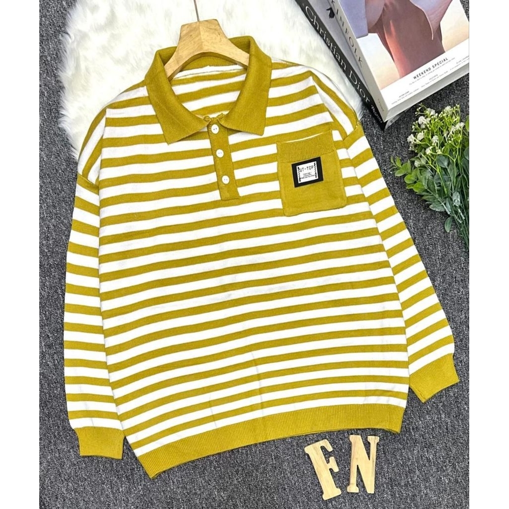 KAOS POLO, RAJUT OVERSIZE, BAJU WANITA OVERSIZE, BAJU LEBARAN, BAJU KERAH WANITA