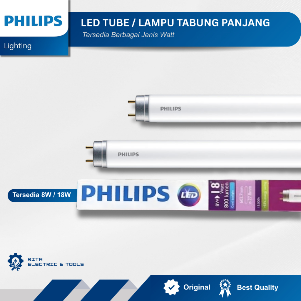 [INSTANT] Philips LED Tube / Lampu TL Neon Tabung Panjang 8W / 16W Putih Terang