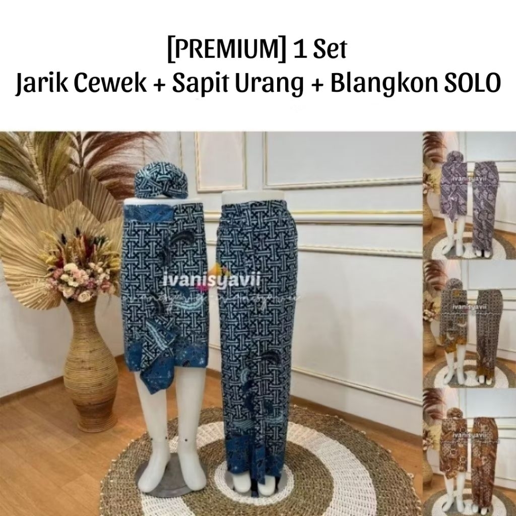 [PREMIUM]  (1set) JARIK CEWEK + SAPIT URANG + BLANGKON SOLO • Motif Batik Alusan | ~Csu