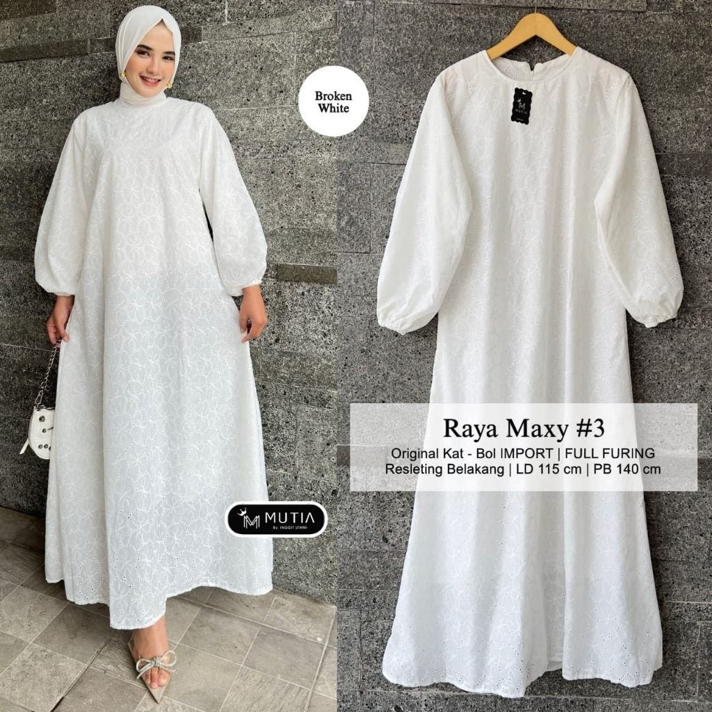 100% ORI Raya maxy dress ld115 pb136 by mutia -Baju gamis maxi dress.cruwie canda umbrella dres by m