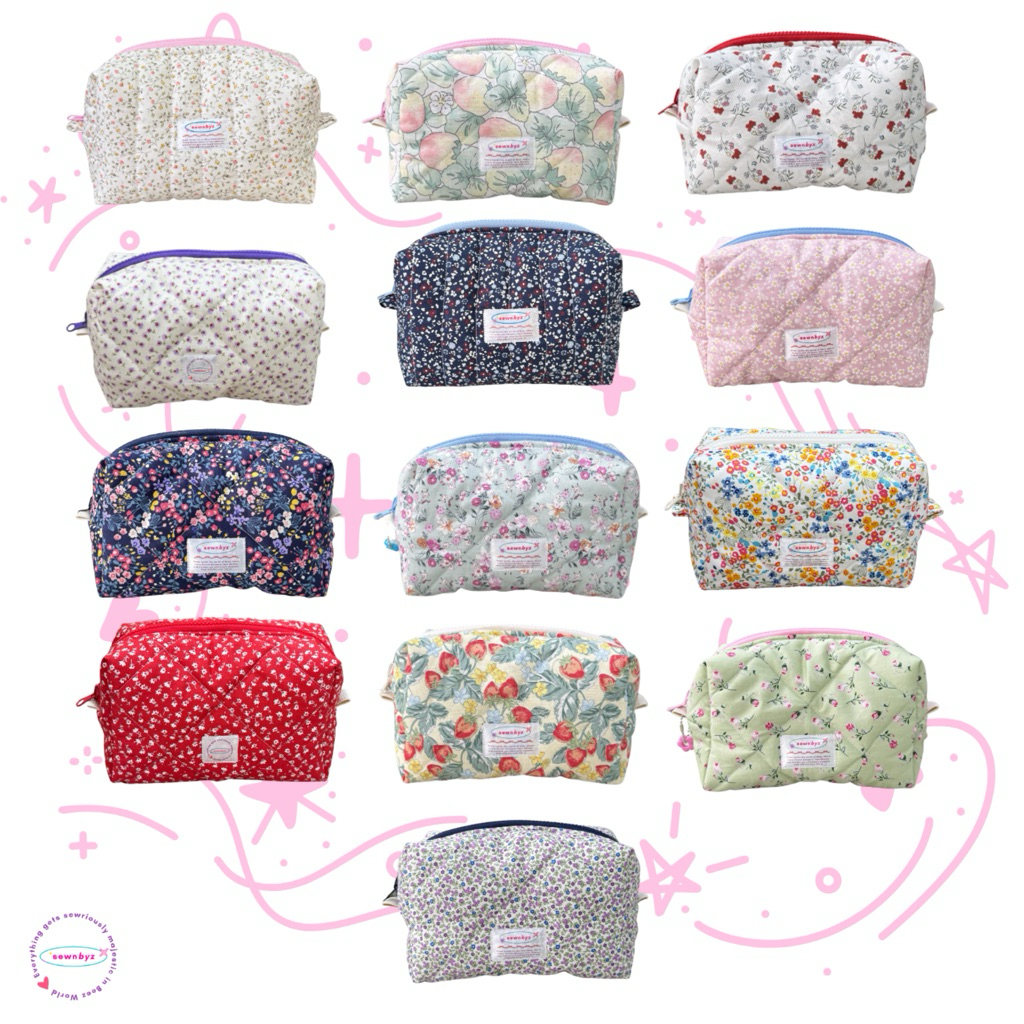 makeup pouch coquette reversible standing pouch || sewnbyz