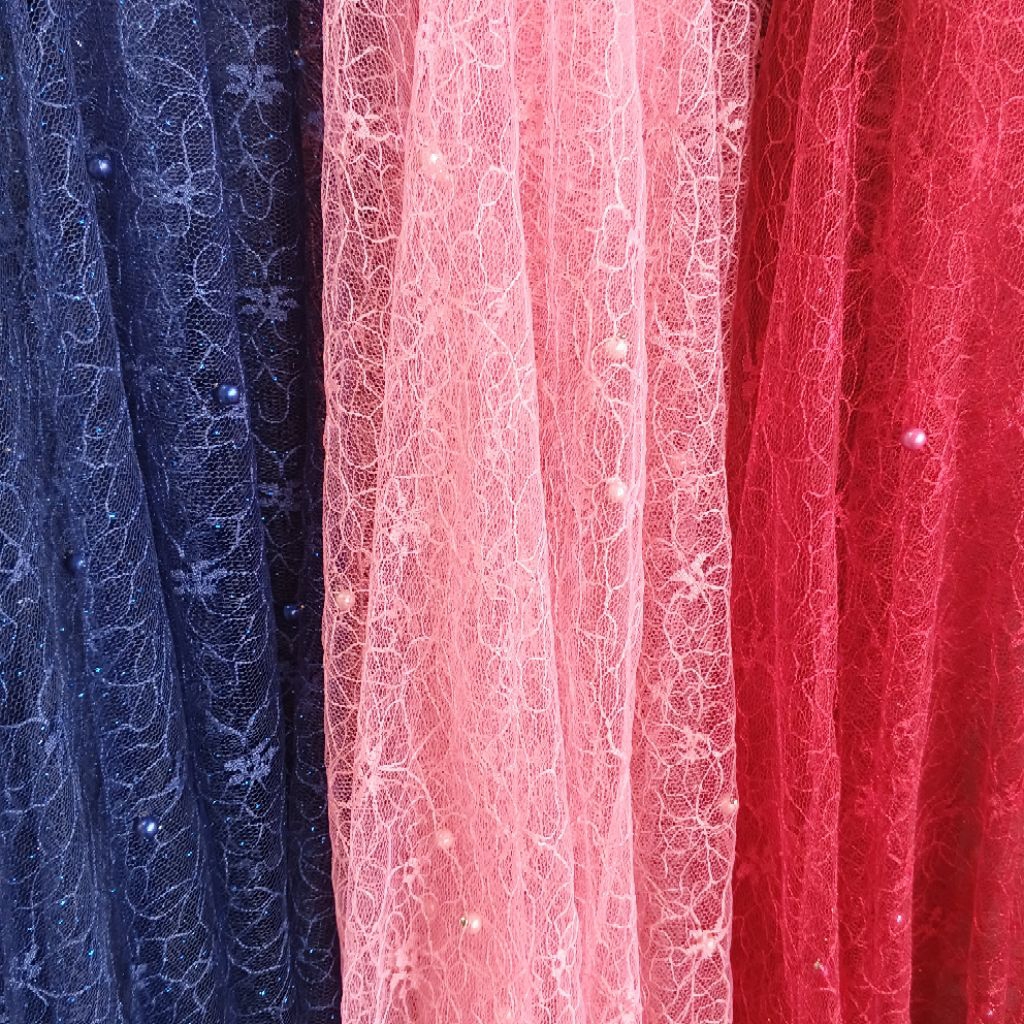 [SALE] Kain Tile Premium - kain tile mutiara - kain tile payet - kain tile akar - bahan tulle [0,5m]