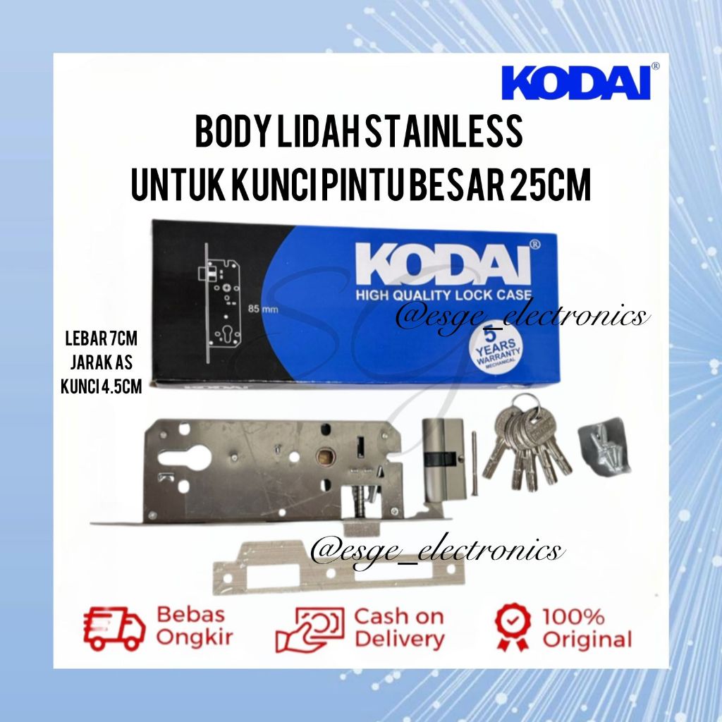 ORIGINAL SET BODY KUNCI PINTU BESAR KODAI BODY LIDAH KUNCI PINTU BESAR LOCKCASE SET SWING KODAI