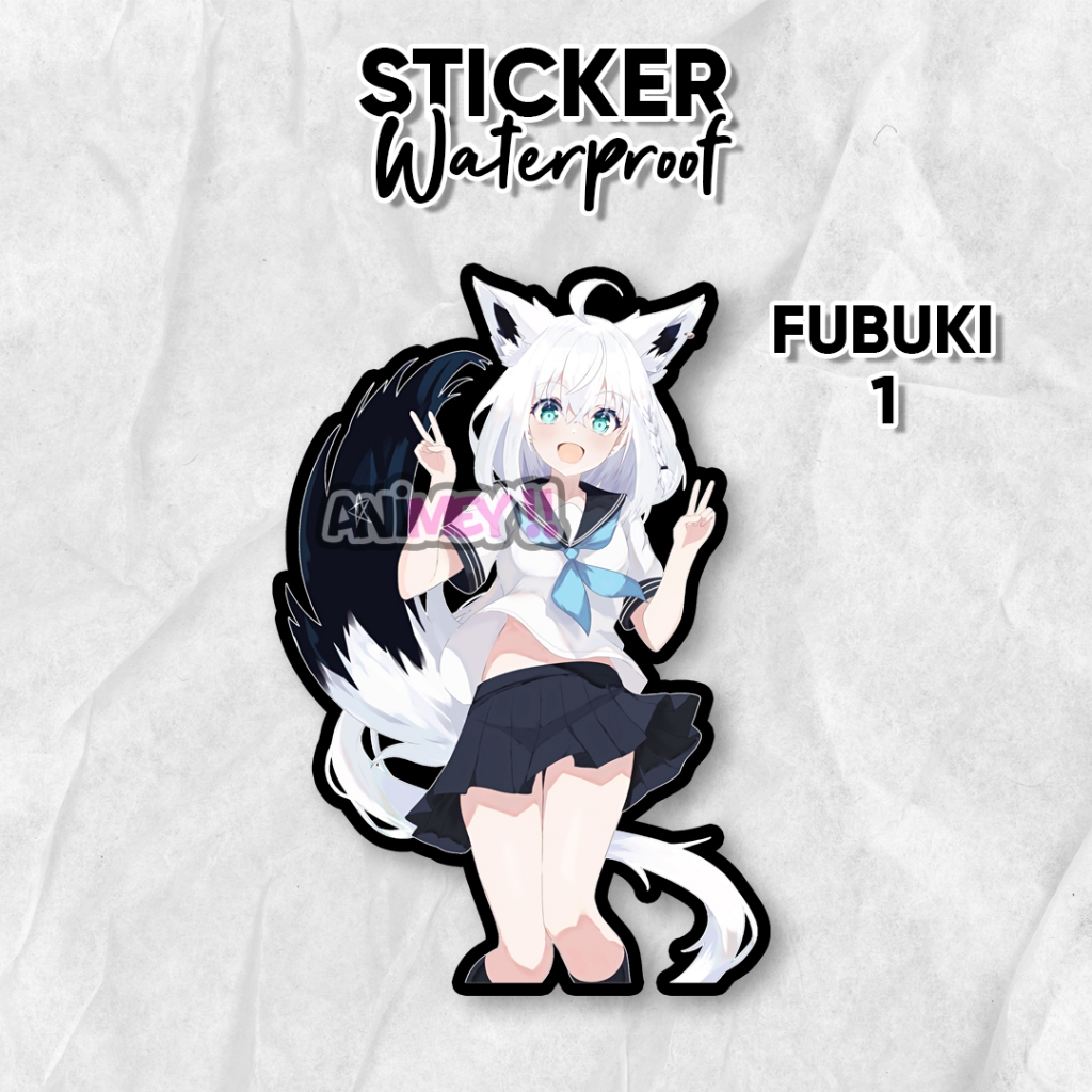 Stiker Fubuki Shiragami Vtuber Hololive / Sticker Anime Waterproof
